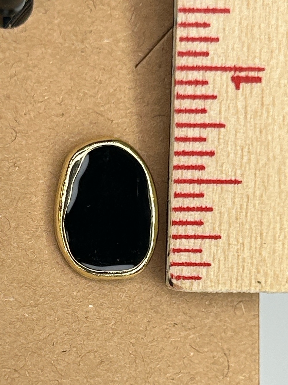 Gold-Trim Black Stone Stud Earrings Fashion Jewelry - Picture 2 of 4